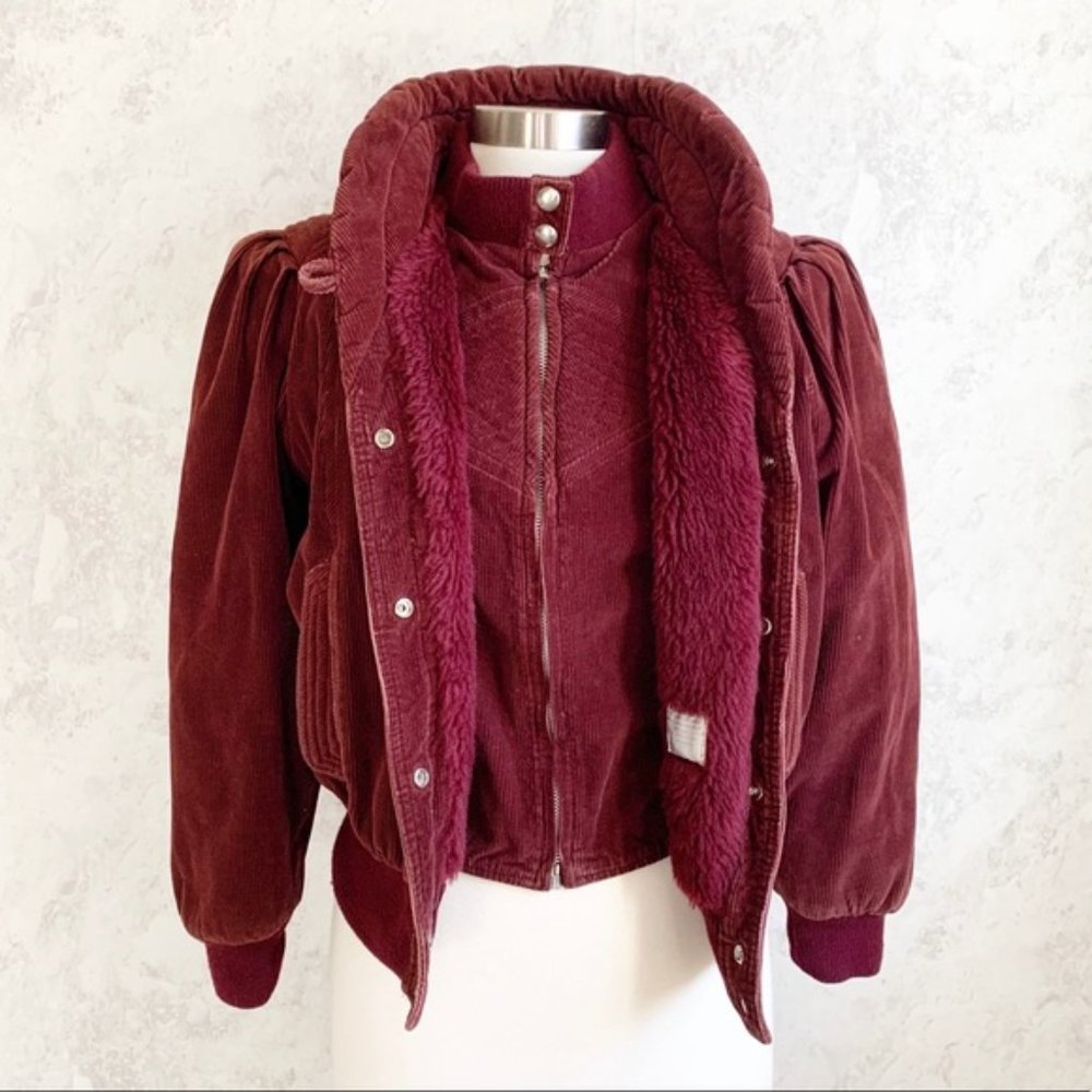 Mod Maid Vintage Corduroy Burgundy Coat Jacket M